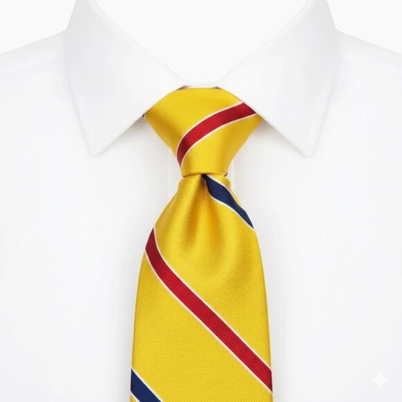 Polo Ralph Lauren Striped Vintage Silk Tie Office Business Hand Made Yellow Red - Picture 2 of 7